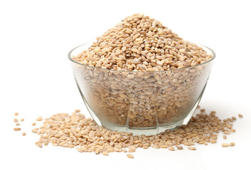 Pearl barley on a white background 