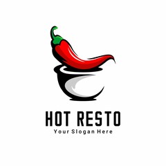 vector illustration of red chili logo, restaurant logo, market, shop - obrazy, fototapety, plakaty