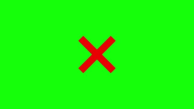Animation of a red x shape diagonal cross. Location designation. Prohibition of movement. Error.