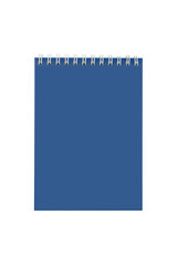 Blue blank spiral notebook isolated on white background. Office stationery mock up.