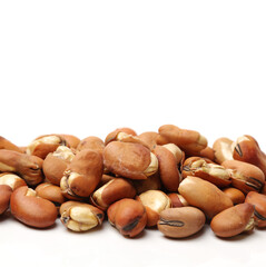 Broad bean, English Bean, European Bean, Field Bean. Fry (Vicia faba L.). on white background 