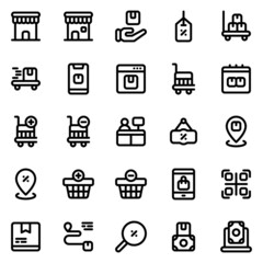 Shopping icon set with line style