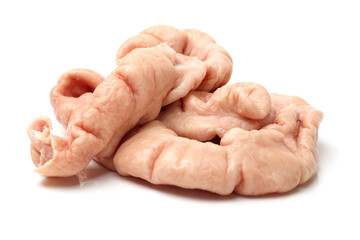Boiled pig's organs on white background 
