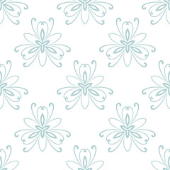 Fototapeta na wymiar Floral ornament. Seamless abstract classic background with flowers. Light blue pattern with repeating floral elements. Ornament for fabric, wallpaper and packaging