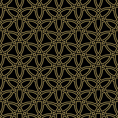 Seamless golden ornament in arabian style. Geometric abstract background. Pattern for wallpapers and backgrounds