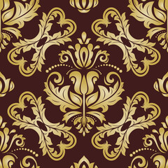 Classic seamless pattern. Damask orient ornament. Classic vintage golden background. Orient ornament for fabric, wallpaper and packaging