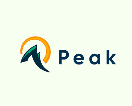 Abstract P Peak Hill Mountain Initial Logo Template Illustration