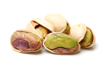 Pistachios on a white background
