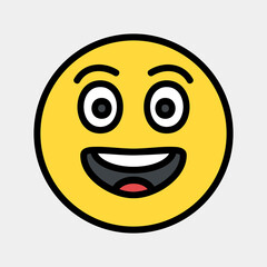 Laughing emoji icon vector illustration in filled line style, use for website mobile app presentation