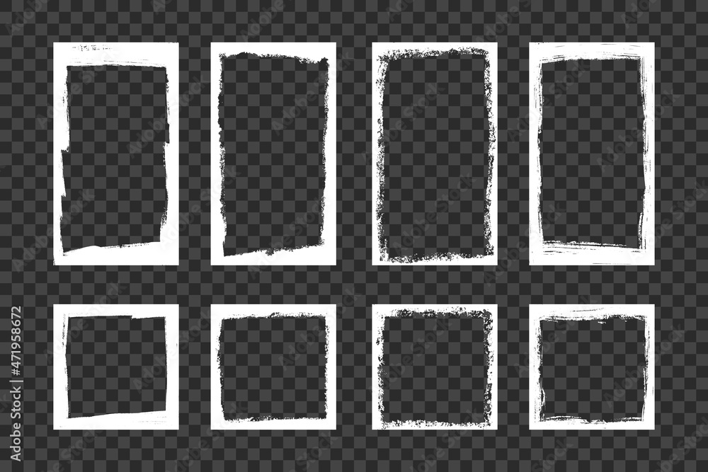 Poster white grunge frames for stories, posts and social network media. template with brush stroke. rectang