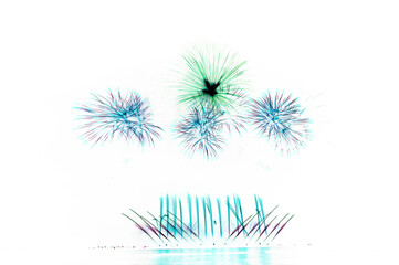 Illustration of beautiful fireworks on a white background.