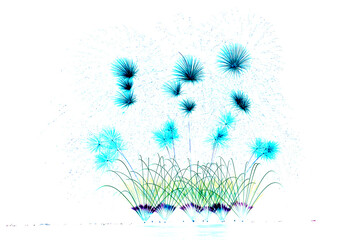 Fototapeta premium Illustration of beautiful fireworks on a white background.