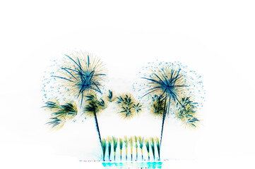 Obraz premium Illustration of beautiful fireworks on a white background.