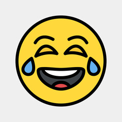 Laughing emoji icon vector illustration in filled line style, use for website mobile app presentation
