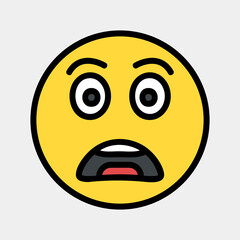 Scared emoji icon vector illustration in filled line style, use for website mobile app presentation