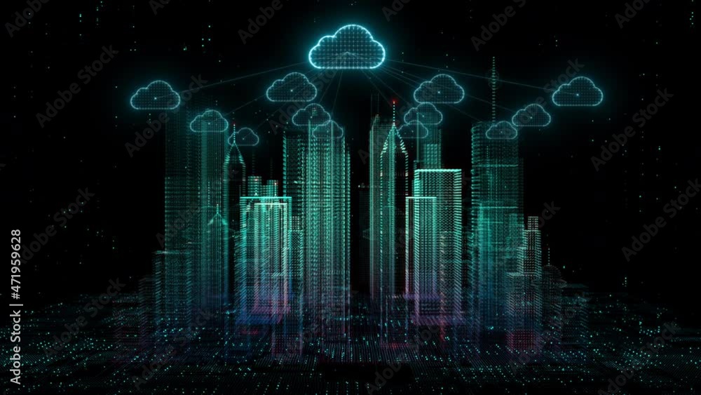 Poster smart city of cybersecurity digital data of futuristic and technology of the internet and big data o