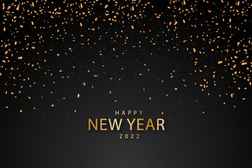 Happy new year Banner 2022 Vector illustration of a happy new year in gold and black colors. Beautiful inscription. Background for the holiday 