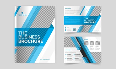 Trendy minimalist Creative bi-fold brochure business proposal and business profile template premium vector design layout with bleed in A4 format.