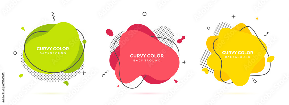Poster modern liquid irregular amoeba blob shape abstract elements graphic flat style design fluid vector i