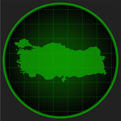 Template vector map outline Turkey on radar