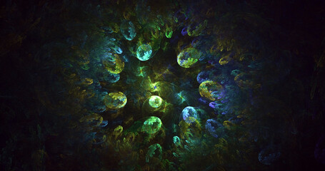 3D rendering abstract multicolor fractal light background