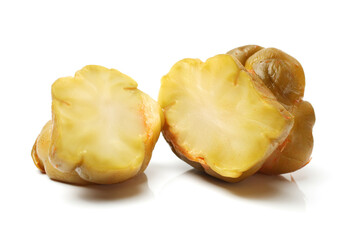 hot pickled mustard tuber on white background 