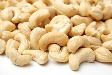 cashew nuts on white background