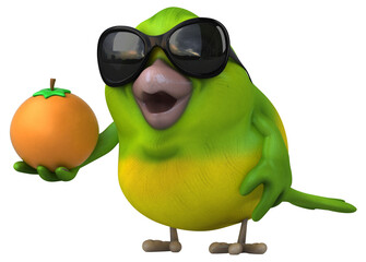 Obraz premium Fun green bird - 3D Illustration
