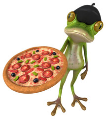 Naklejka premium Fun french frog - 3D Illustration