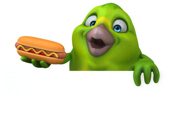 Fun green bird - 3D Illustration