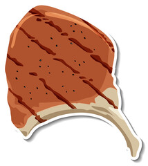 A fried steak sticker on white background
