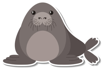 Chubby manatee animal cartoon sticker