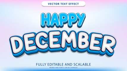 happy december text effect editable eps file