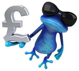 Fun blue frog - 3D Illustration