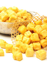 Tofu bubble on the white background 