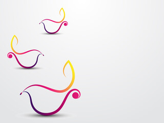 modern colorful shapes of Diwali oil lamp line art