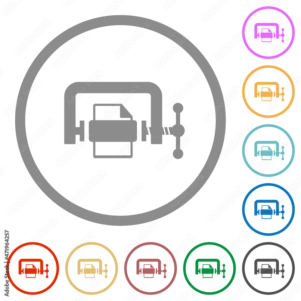 Poster file compression solid flat icons with outlines