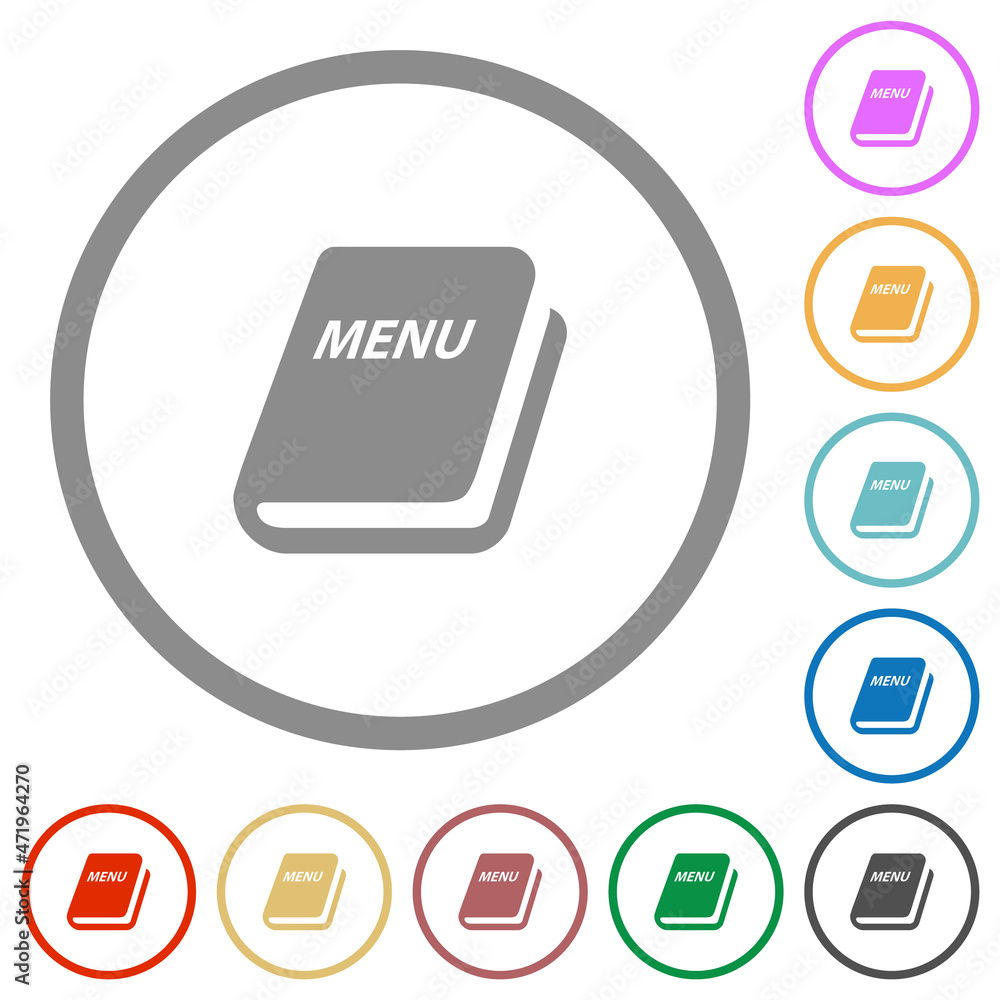 Wall mural menu flat icons with outlines