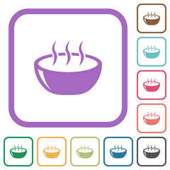 Glossy steaming bowl simple icons