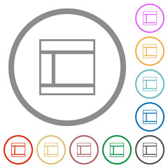 Two columned web layout outline flat icons with outlines