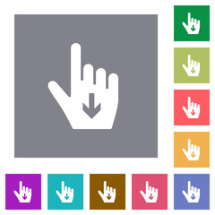 Hand cursor down solid square flat icons