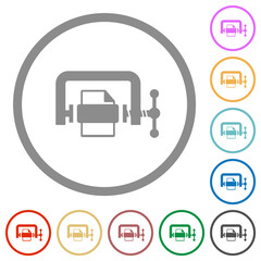 File compression solid flat icons with outlines