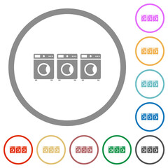 Laundry flat icons with outlines