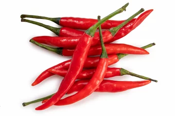 Fotobehang Red Chili pepper on on white background, Red pepper on white background. © Juraiwan