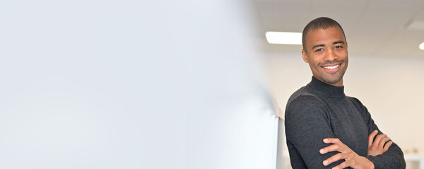 Template portrait of mature businessman in office