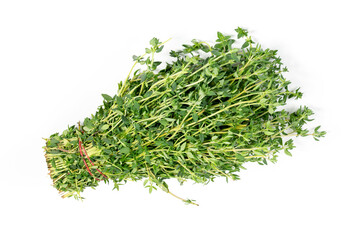 Bunch of fresh thyme on isolated white background
