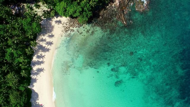 Amazing beach Aerial view of Tropical beach sea in the beautiful Phuket island Located at Freedom beach Phuket Thailand Phuket island is destination tourist to travel