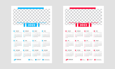 Modern abstract 2022 wall calendar design template