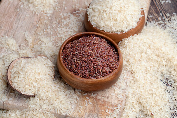 mixed rice of several types before cooking