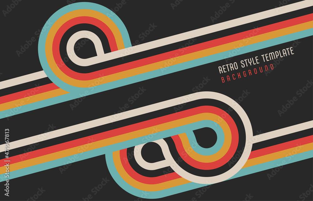 Poster abstract retro colorful lines pattern template artwork style. geometric style of simple colors backg